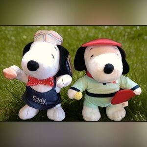 Set Of Snoopy "Ice Cream" & "Pickleball" Peanuts Collectible Plush